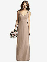 Front View Thumbnail - Topaz Sleeveless V-Back Long Trumpet Gown
