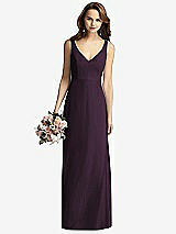 Front View Thumbnail - Aubergine Sleeveless V-Back Long Trumpet Gown