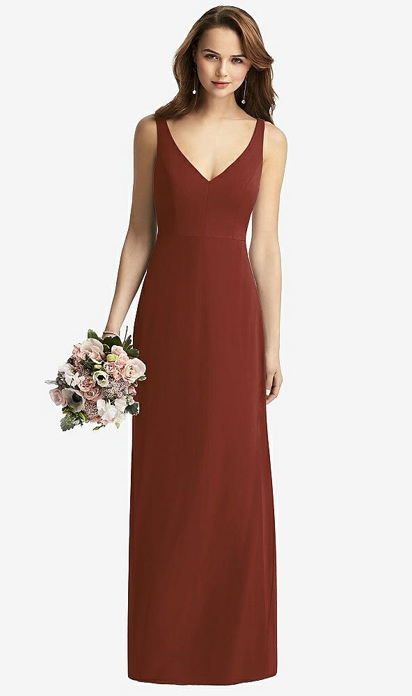 Front View - Auburn Moon Sleeveless V-Back Long Trumpet Gown