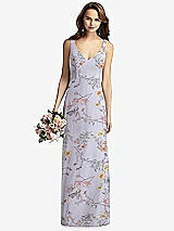 Front View Thumbnail - Butterfly Botanica Silver Dove Sleeveless V-Back Long Trumpet Gown