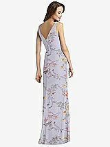 Rear View Thumbnail - Butterfly Botanica Silver Dove Sleeveless V-Back Long Trumpet Gown