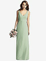 Front View Thumbnail - Celadon Sleeveless V-Back Long Trumpet Gown
