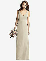 Front View Thumbnail - Champagne Sleeveless V-Back Long Trumpet Gown