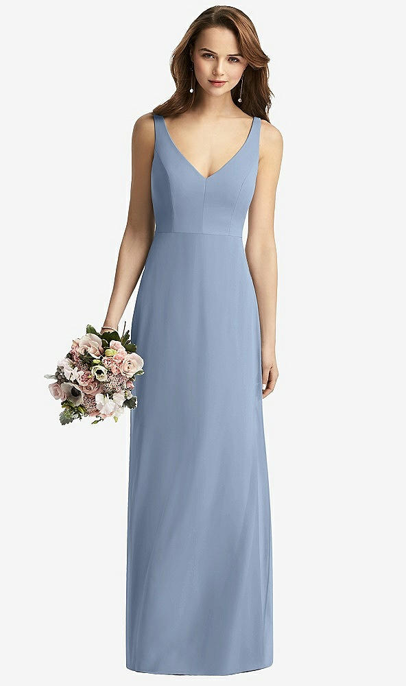 Front View - Cloudy Sleeveless V-Back Long Trumpet Gown