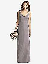 Front View Thumbnail - Cashmere Gray Sleeveless V-Back Long Trumpet Gown