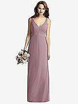 Front View Thumbnail - Dusty Rose Sleeveless V-Back Long Trumpet Gown