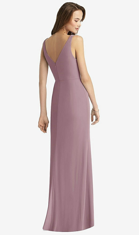 Back View - Dusty Rose Sleeveless V-Back Long Trumpet Gown