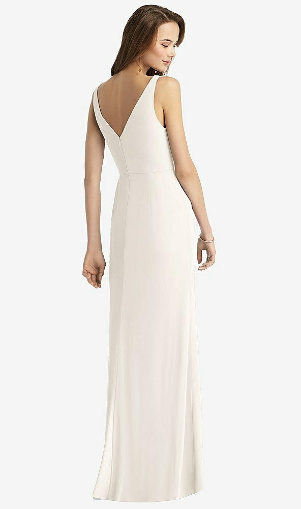 Back View - Ivory Sleeveless V-Back Long Trumpet Gown
