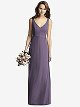 Front View Thumbnail - Lavender Sleeveless V-Back Long Trumpet Gown