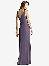 Rear View Thumbnail - Lavender Sleeveless V-Back Long Trumpet Gown