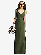 Front View Thumbnail - Olive Green Sleeveless V-Back Long Trumpet Gown