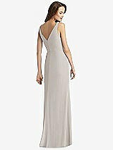 Rear View Thumbnail - Oyster Sleeveless V-Back Long Trumpet Gown