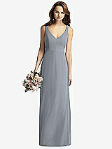 Front View Thumbnail - Platinum Sleeveless V-Back Long Trumpet Gown