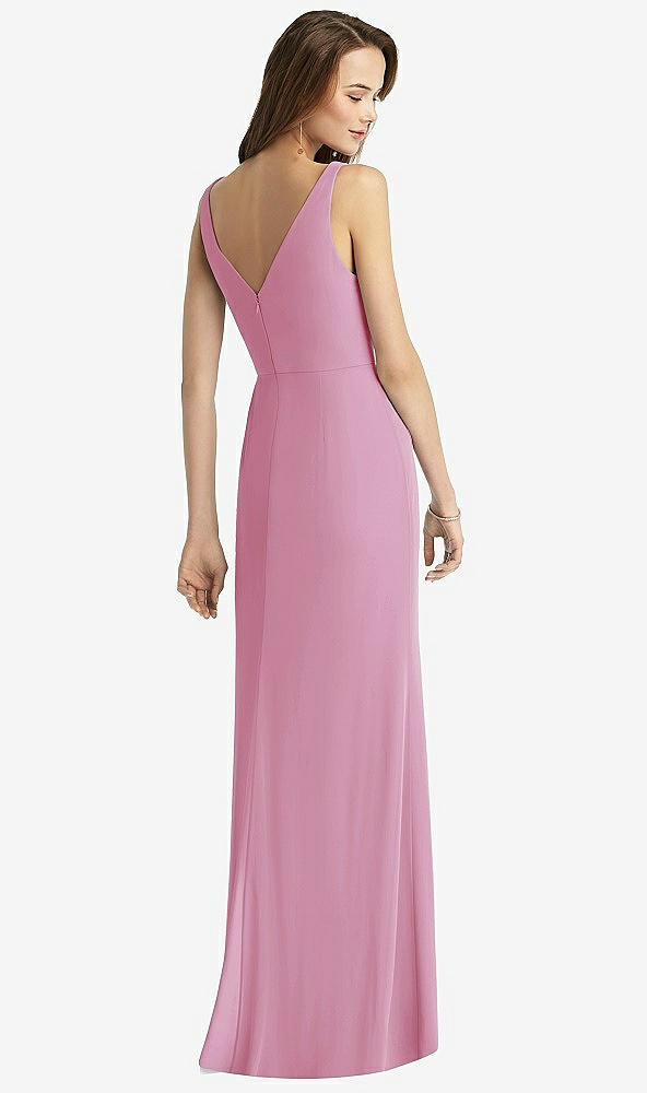 Back View - Powder Pink Sleeveless V-Back Long Trumpet Gown
