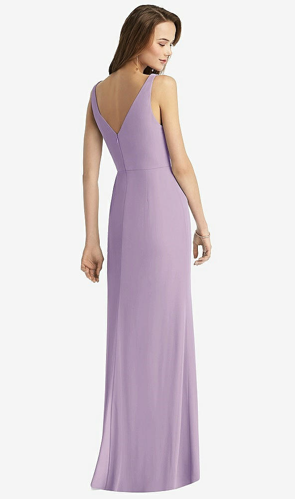 Back View - Pale Purple Sleeveless V-Back Long Trumpet Gown