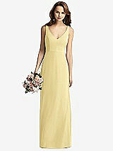 Front View Thumbnail - Pale Yellow Sleeveless V-Back Long Trumpet Gown