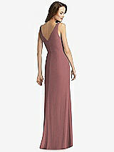 Rear View Thumbnail - Rosewood Sleeveless V-Back Long Trumpet Gown