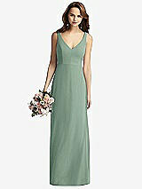 Front View Thumbnail - Seagrass Sleeveless V-Back Long Trumpet Gown