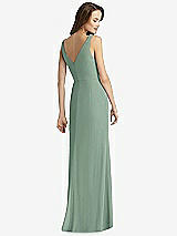 Rear View Thumbnail - Seagrass Sleeveless V-Back Long Trumpet Gown