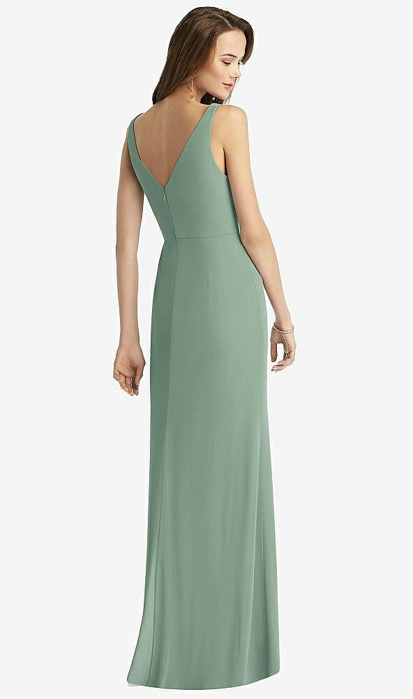 Back View - Seagrass Sleeveless V-Back Long Trumpet Gown