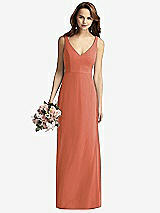 Front View Thumbnail - Terracotta Copper Sleeveless V-Back Long Trumpet Gown