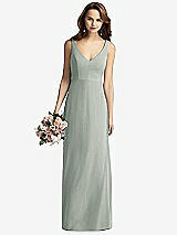 Front View Thumbnail - Willow Green Sleeveless V-Back Long Trumpet Gown