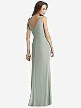 Rear View Thumbnail - Willow Green Sleeveless V-Back Long Trumpet Gown