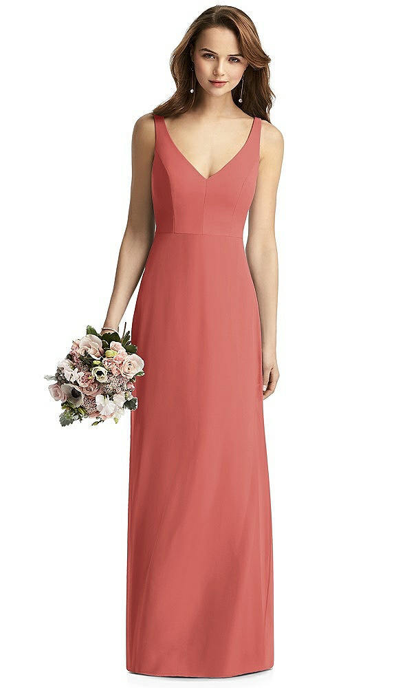 Front View - Coral Pink Thread Bridesmaid Style Peyton