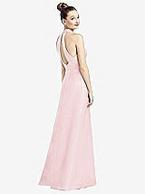 Front View Thumbnail - Ballet Pink High-Neck Cutout Satin Dress with Pockets