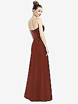 Rear View Thumbnail - Auburn Moon Strapless Notch Satin Gown with Pockets