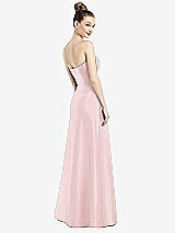 Rear View Thumbnail - Ballet Pink Strapless Notch Satin Gown with Pockets
