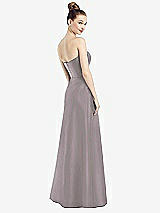 Rear View Thumbnail - Cashmere Gray Strapless Notch Satin Gown with Pockets