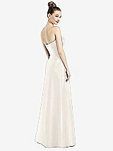 Rear View Thumbnail - Ivory Strapless Notch Satin Gown with Pockets