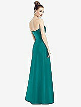 Rear View Thumbnail - Jade Strapless Notch Satin Gown with Pockets