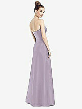 Rear View Thumbnail - Lilac Haze Strapless Notch Satin Gown with Pockets