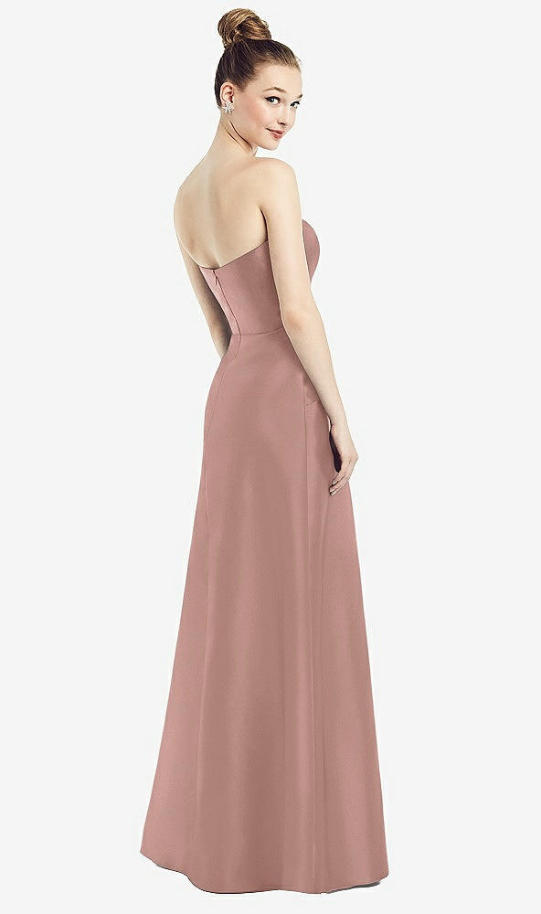 Back View - Neu Nude Strapless Notch Satin Gown with Pockets