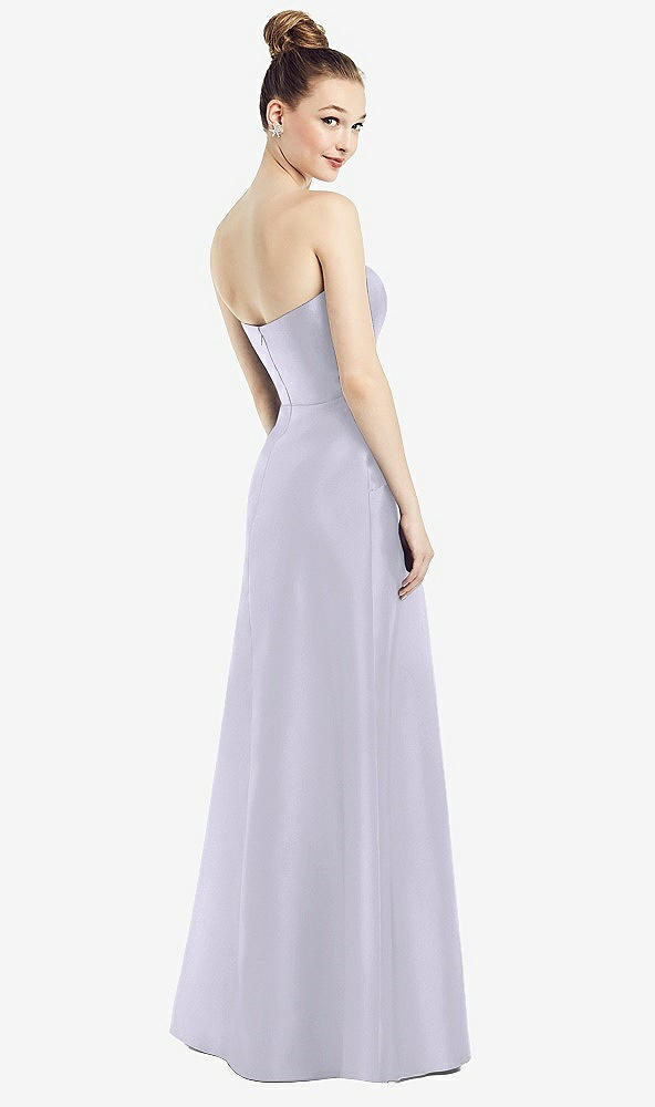Back View - Silver Dove Strapless Notch Satin Gown with Pockets