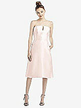 Front View Thumbnail - Blush Strapless Notch Satin Cocktail Dress with Pockets