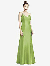 Rear View Thumbnail - Mojito Open-Back Bow Tie Satin Trumpet Gown