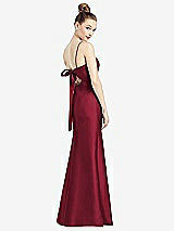 Front View Thumbnail - Burgundy Open-Back Bow Tie Satin Trumpet Gown