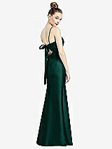 Front View Thumbnail - Evergreen Open-Back Bow Tie Satin Trumpet Gown