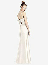 Front View Thumbnail - Ivory Open-Back Bow Tie Satin Trumpet Gown