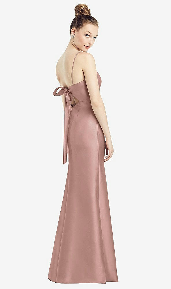 Front View - Neu Nude Open-Back Bow Tie Satin Trumpet Gown