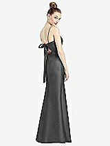 Front View Thumbnail - Pewter Open-Back Bow Tie Satin Trumpet Gown