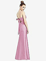 Front View Thumbnail - Powder Pink Open-Back Bow Tie Satin Trumpet Gown