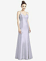 Rear View Thumbnail - Silver Dove Open-Back Bow Tie Satin Trumpet Gown