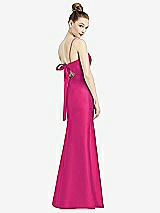 Front View Thumbnail - Think Pink Open-Back Bow Tie Satin Trumpet Gown