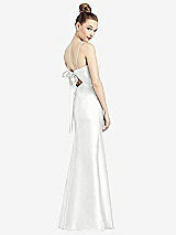 Front View Thumbnail - White Open-Back Bow Tie Satin Trumpet Gown