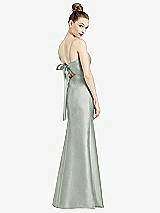 Front View Thumbnail - Willow Green Open-Back Bow Tie Satin Trumpet Gown
