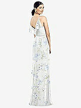 Front View Thumbnail - Bleu Garden Ruffled Back Chiffon Dress with Jeweled Sash